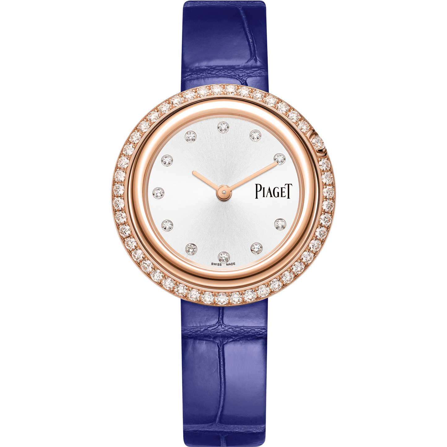 Piaget Possession watch 34 mm Silver Dial with Diamonds 18k Rose Gold Alligator Strap G0A44292