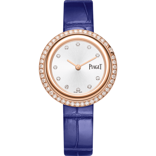 Piaget Possession watch 34 mm Silver Dial with Diamonds 18k Rose Gold Alligator Strap G0A44292