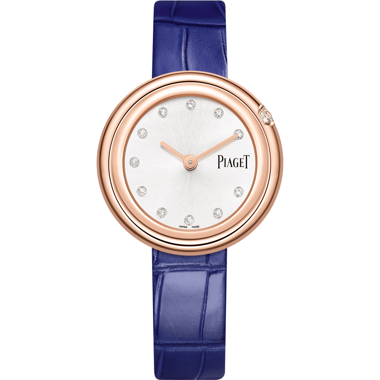 Piaget Possession watch 34 mm Silver Dial with Diamonds 18k Rose Gold Alligator Strap G0A44091