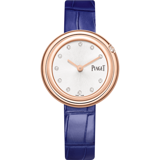 Piaget Possession watch 34 mm Silver Dial with Diamonds 18k Rose Gold Alligator Strap G0A44091