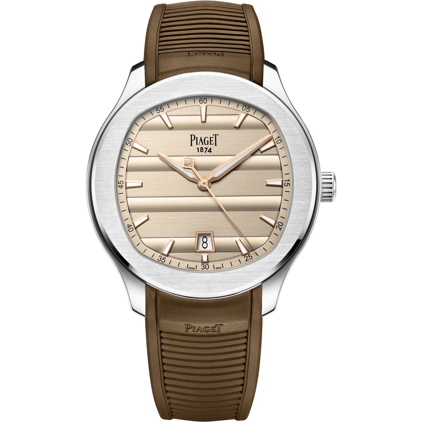 Piaget Piaget Polo - 150th Anniversary watch 42 mm Brown Dial Stainless Steel Rubber Strap G0A49023