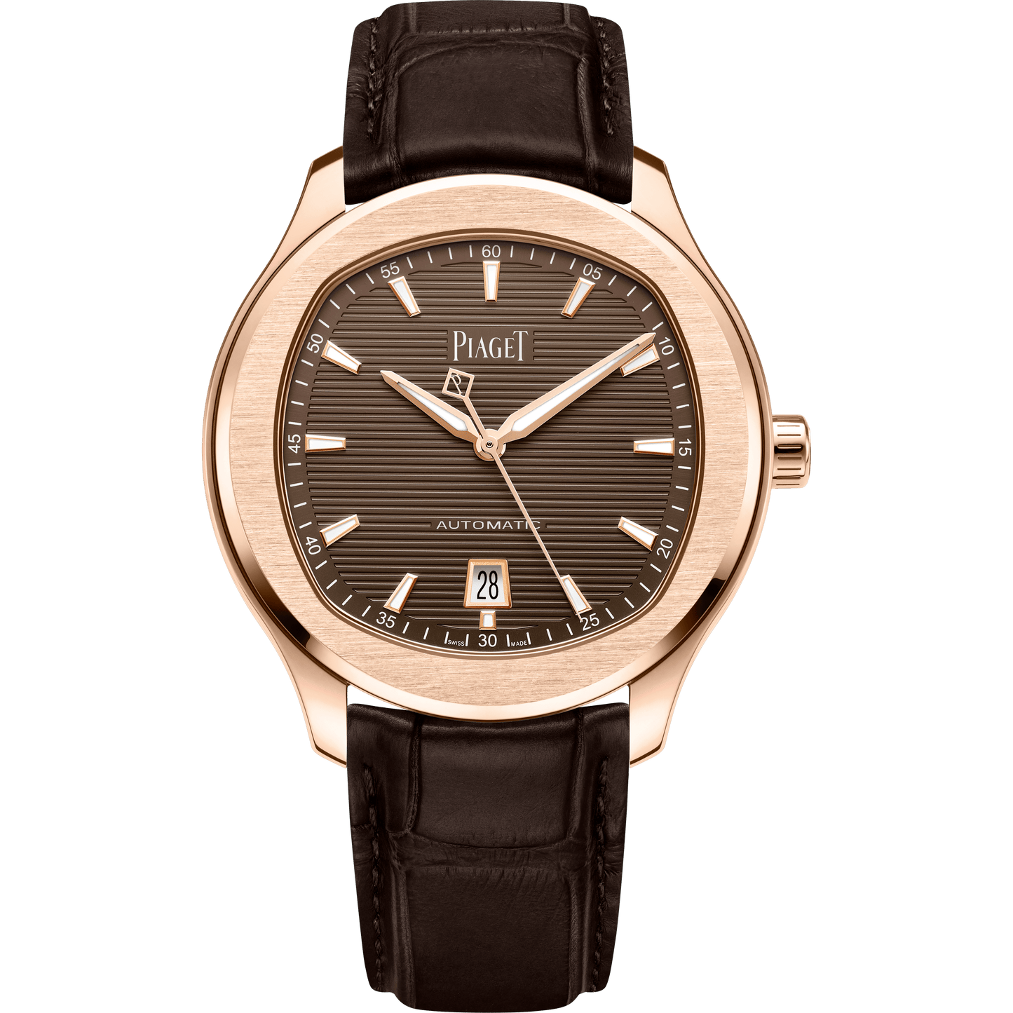 Piaget Piaget Polo Date watch 42 mm Brown Dial 18k Rose Gold Alligator Strap G0A48021