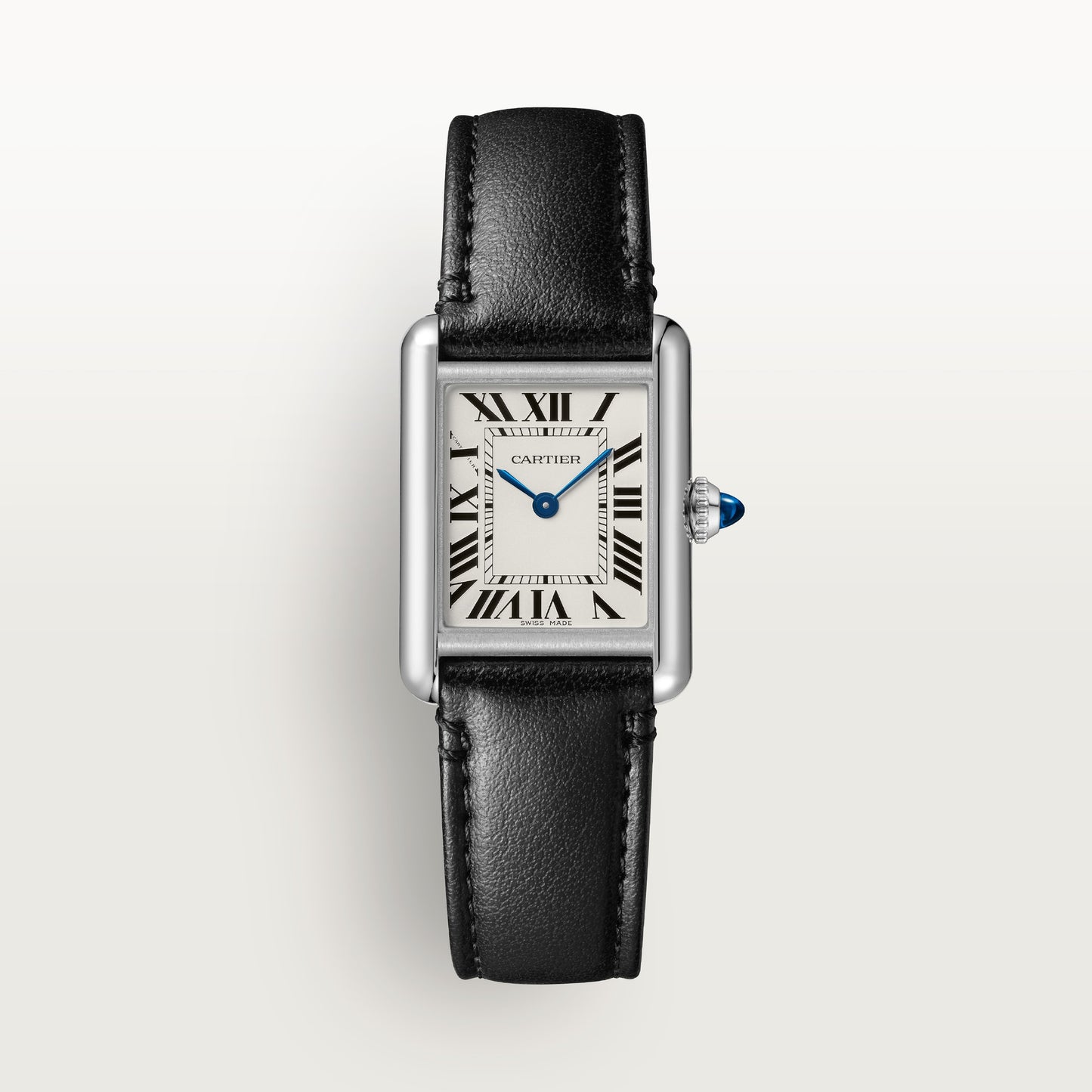 Cartier Tank must Small Steel Silver Dial Black Strap WSTA0060