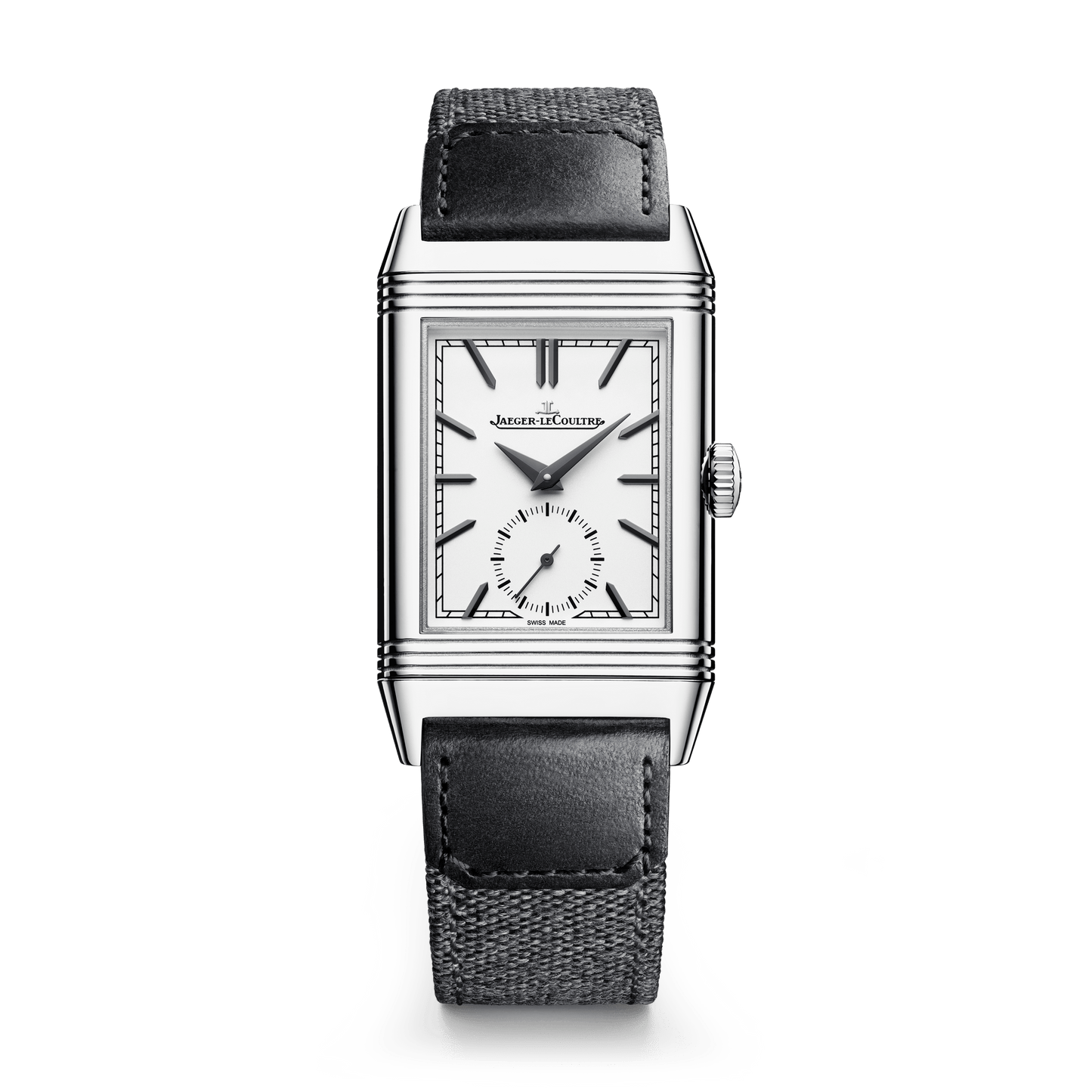 Jaeger-LeCoultre Reverso Tribute Monoface Small Seconds 45.6 x 27.4 mm Silvered Grey Dial Stainless Steel Calfskin Leather Strap Q713842J