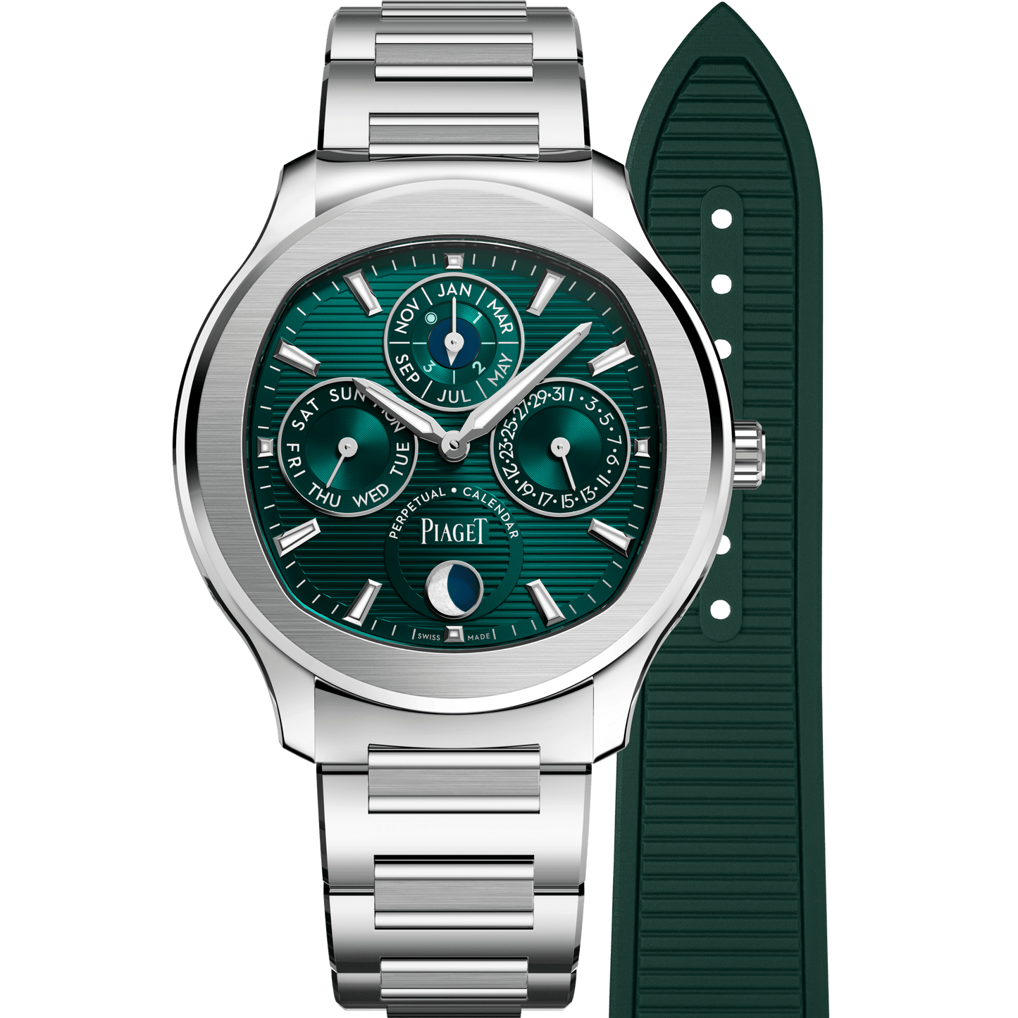 Piaget Piaget Polo Perpetual Calendar Ultra-Thin watch 42 mm Green Dial Stainless Steel Bracelet G0A48005