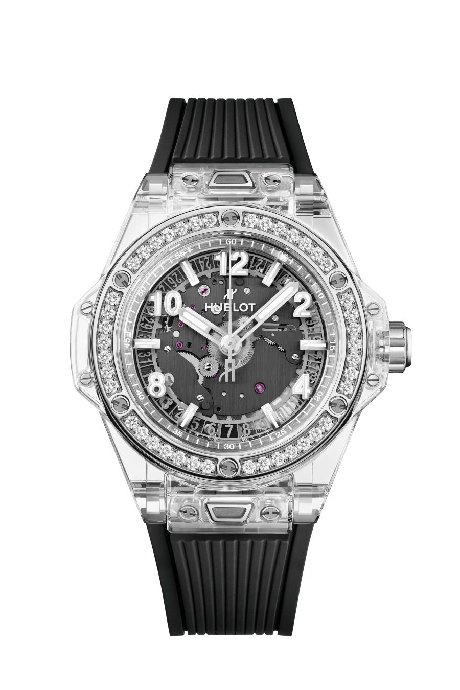 Hublot Big Bang One Click Sapphire Diamonds 39 mm Black Dial with Diamonds Polished Sapphire Crystal Rubber Strap 465.JX.4902.RX.1204