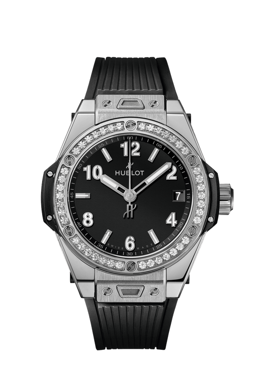 Hublot Big Bang One Click Steel Diamonds 39 mm Black Dial with Diamonds Polished Stainless Steel Rubber Strap 465.SX.1170.RX.1204