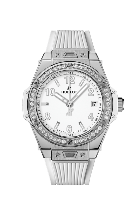 Hublot Big Bang One Click Steel White Diamonds 39 mm White Dial with Diamonds Polished Stainless Steel Rubber Strap 465.SE.2010.RW.1204