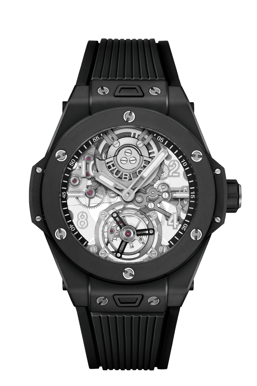 Hublot Big Bang Tourbillon Automatic Black Magic 45 mm Transparent Dial Microblasted and Polished Black Ceramic Rubber Strap 419.CI.0170.RX