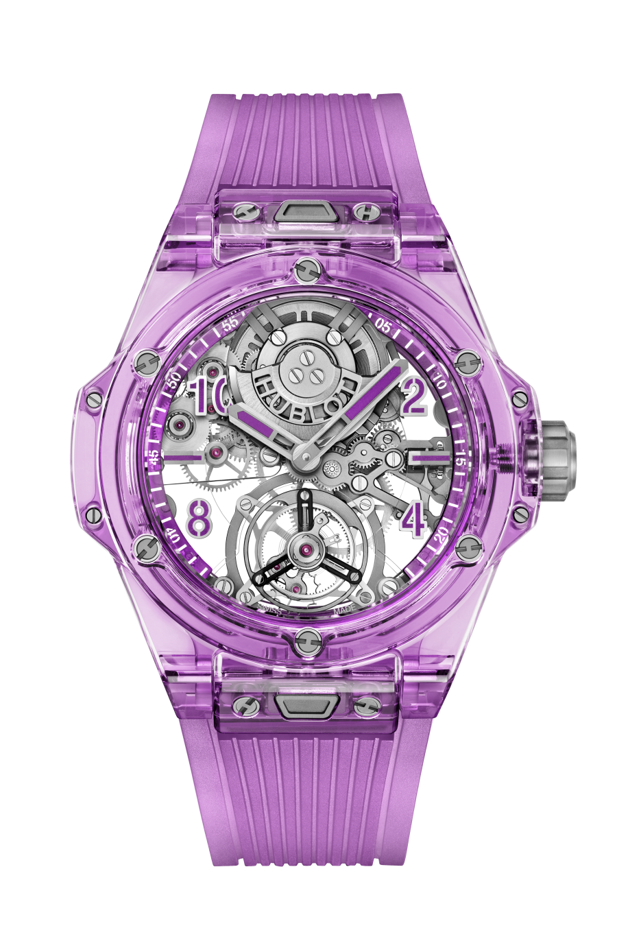 Hublot Big Bang Tourbillon Automatic Purple Sapphire 44 mm Transparent Dial Polished Purple Sapphire Crystal Rubber Strap 429.JM.0120.RT