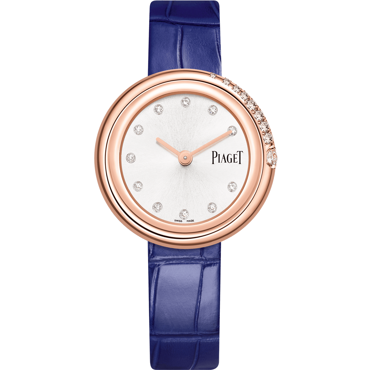 Piaget Possession watch 34 mm Silver Dial with Diamonds 18k Rose Gold Alligator Strap G0A45072