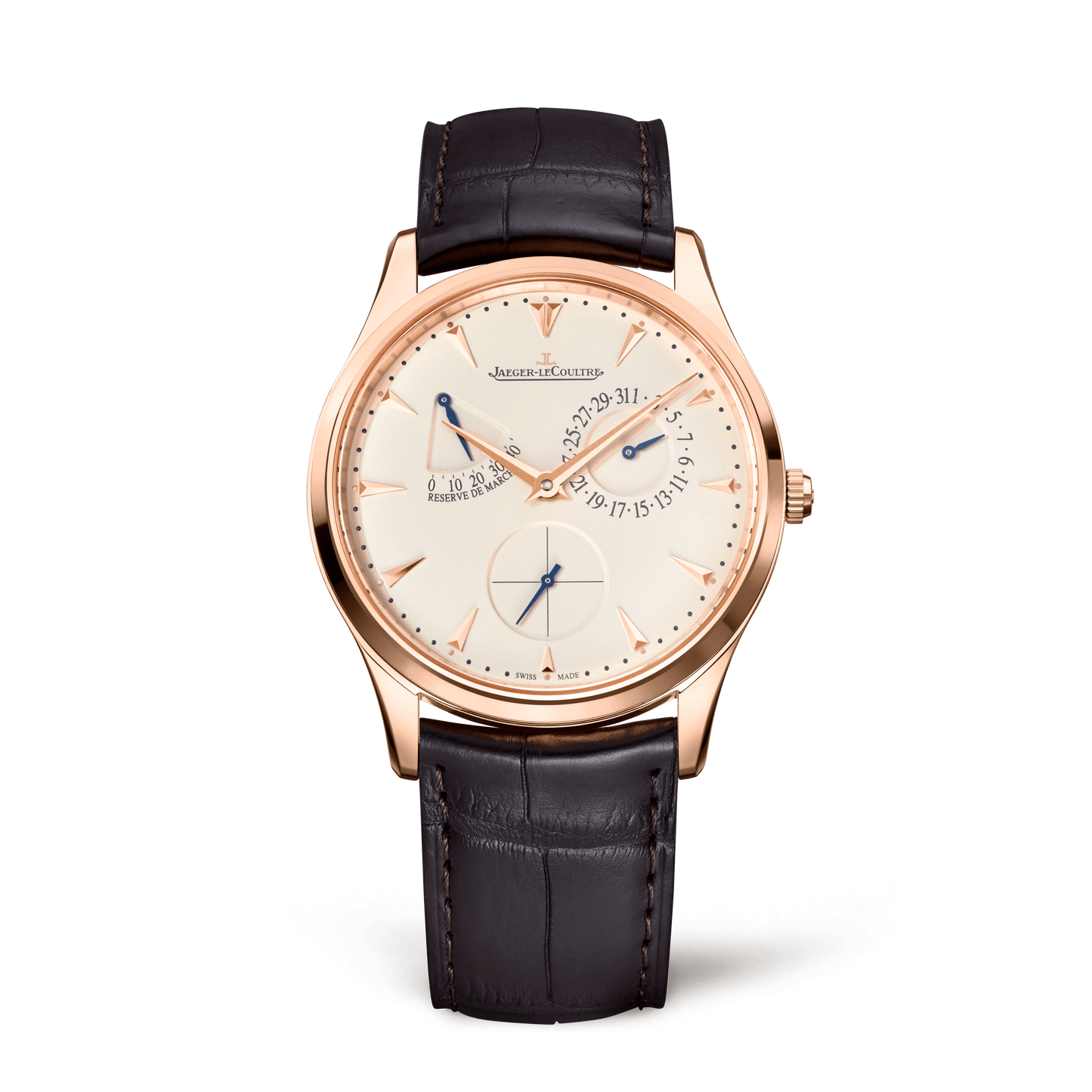 Jaeger-LeCoultre Master Ultra Thin Power Reserve 39 mm Beige Dial Pink Gold Alligator Leather Strap Q1372520