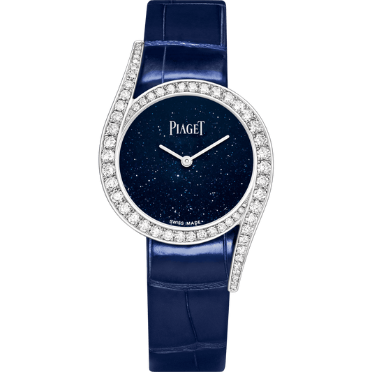 Piaget Limelight Gala watch 26 mm Blue Dial with Diamonds 18K White Gold Alligator Strap G0A45152