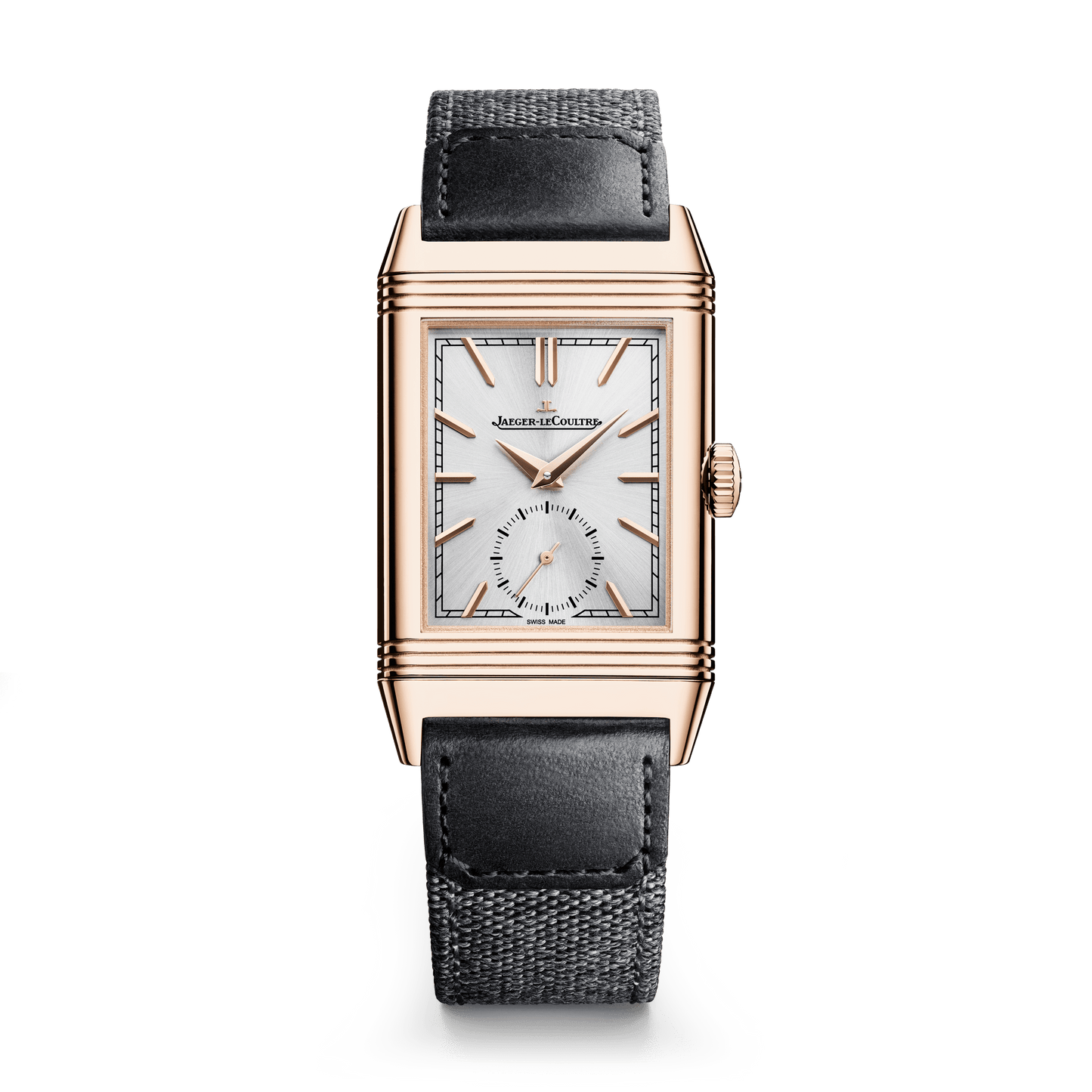 Jaeger-LeCoultre Reverso Tribute Monoface Small Seconds 45.6 x 27.4 mm Silvered Grey Dial Pink Gold Calfskin Leather Strap Q7132521