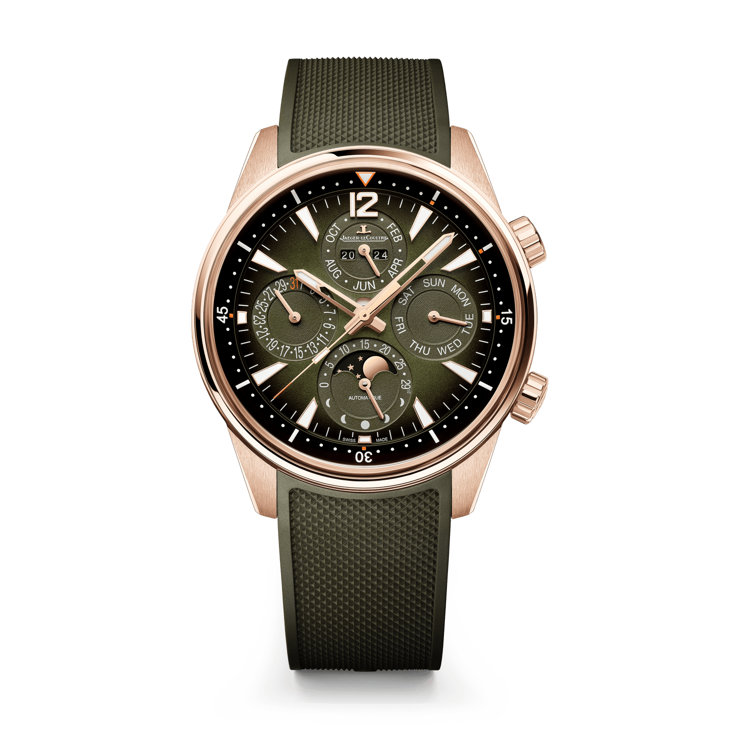 Jaeger-LeCoultre Polaris Perpetual Calendar 42 mm Green Dial Pink Gold Rubber Strap Q908263J