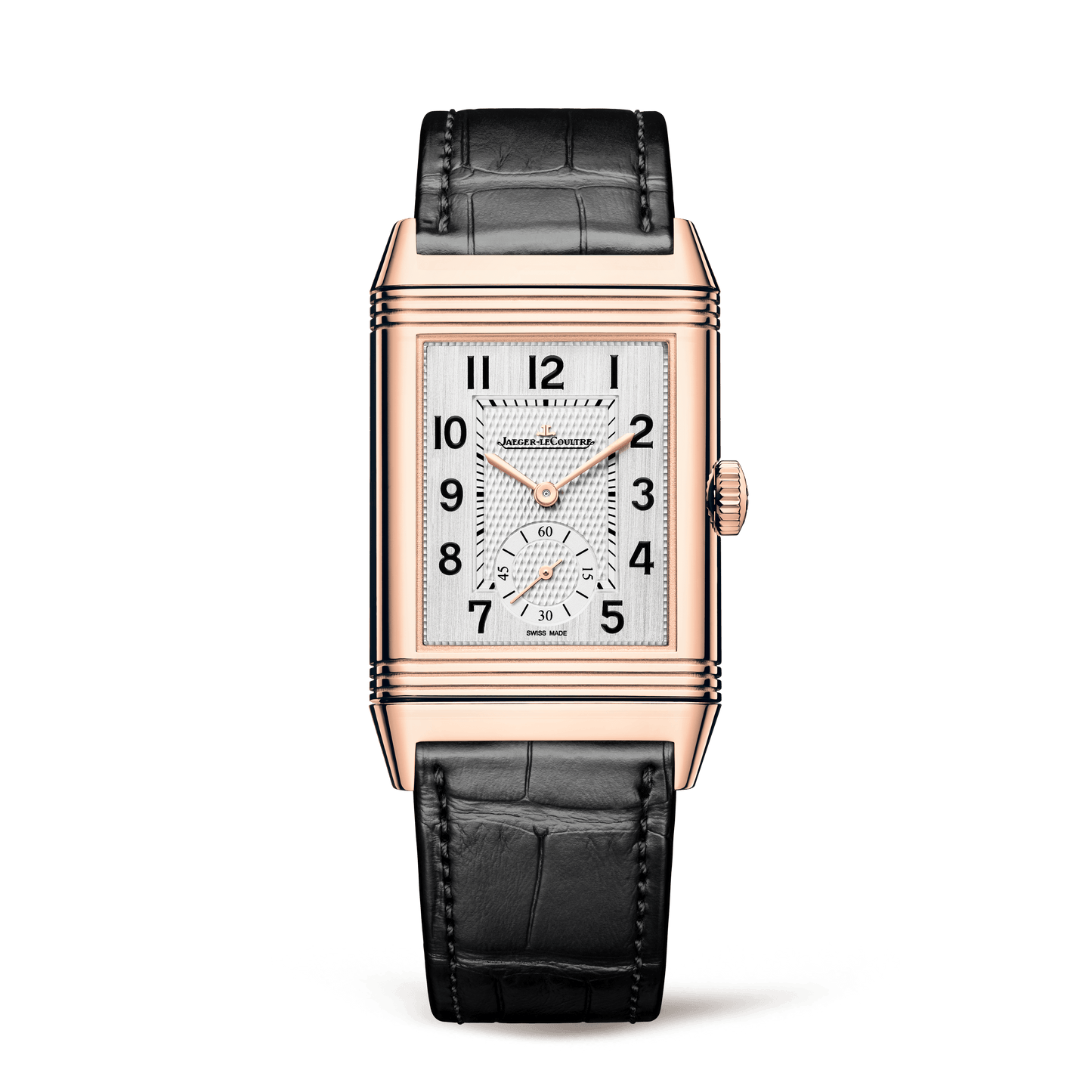 Jaeger-LeCoultre Reverso Classic Duoface Small Seconds 47 x 28.3 mm Silvered Grey Dial Pink Gold Alligator Leather Strap Q3842520