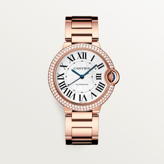 Cartier Ballon Bleu 36 mm Rose Gold Silver Dial Bracelet WJBB0067