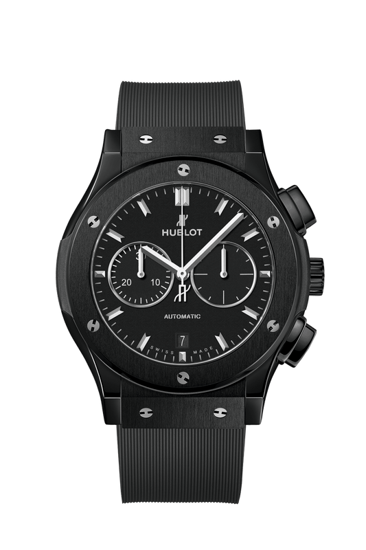 Hublot Classic Fusion Chronograph Black Magic 42 mm Black Dial Polished Black Ceramic Rubber Strap 541.CM.1171.RX