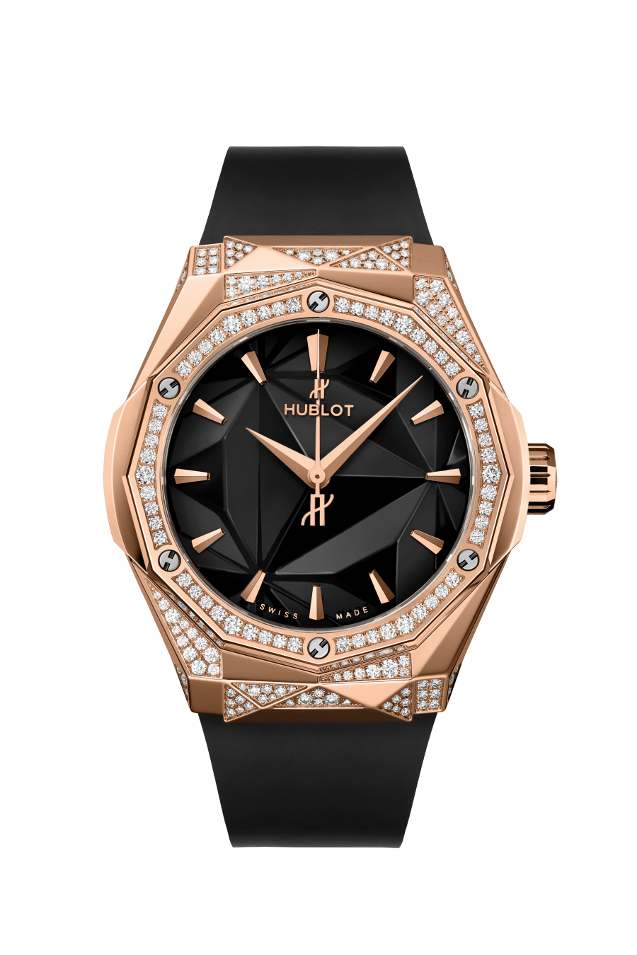 Hublot Classic Fusion Orlinski King Gold Alternative Pavé 40 mm Black Dial with Diamonds Polished 18K King Gold Rubber Strap 550.OS.1800.RX.1804.ORL19