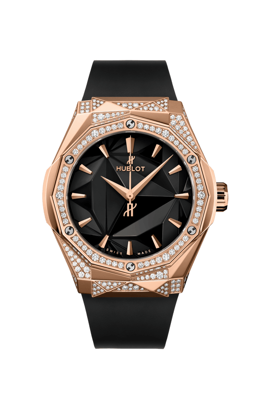 Hublot Classic Fusion Orlinski King Gold Alternative Pavé 40 mm Black Dial with Diamonds Polished 18K King Gold Rubber Strap 550.OS.1800.RX.1804.ORL19