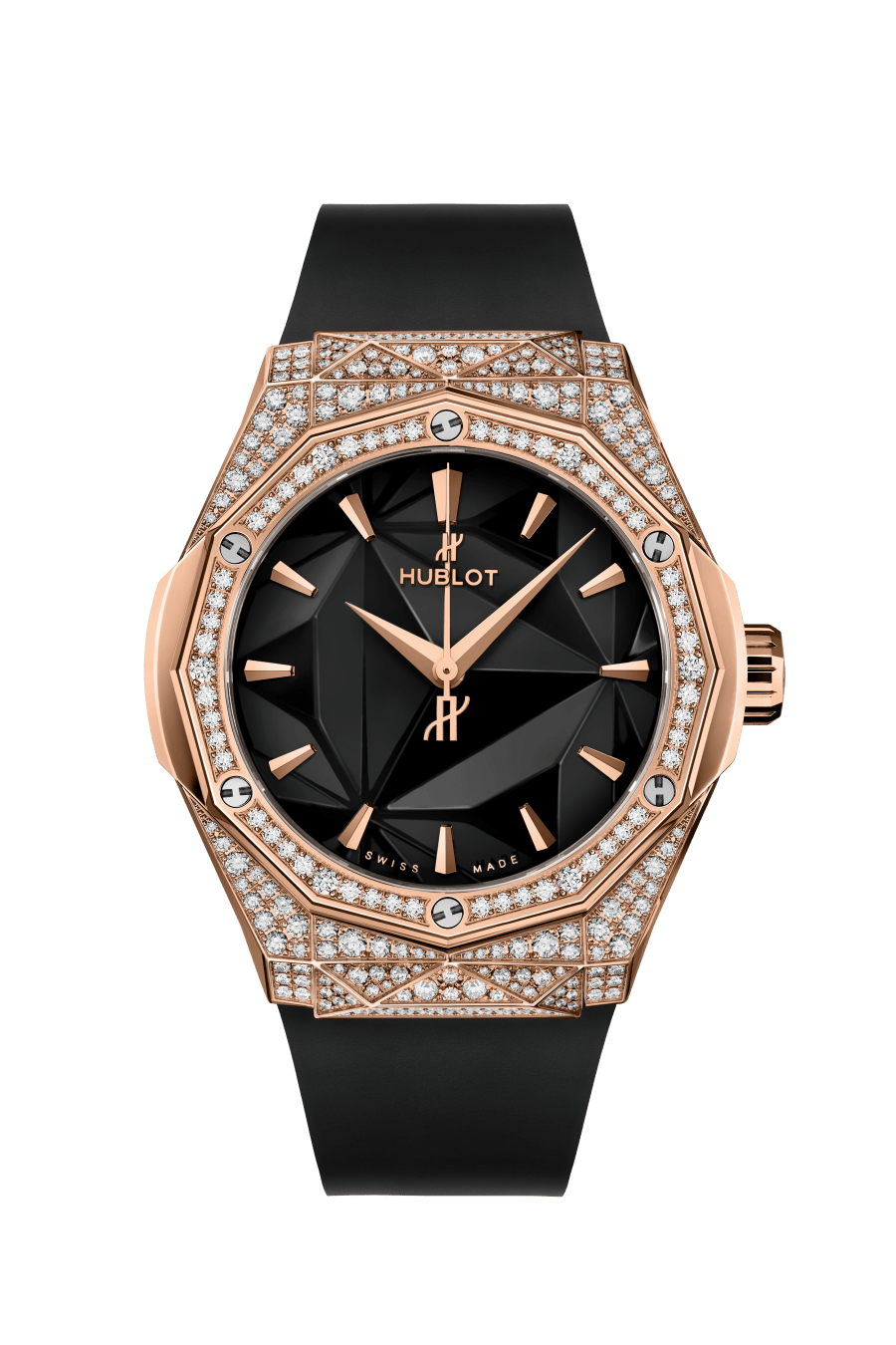 Hublot Classic Fusion Orlinski King Gold Pavé 40 mm Black Dial with Diamonds Polished 18K King Gold Rubber Strap 550.OS.1800.RX.1604.ORL19