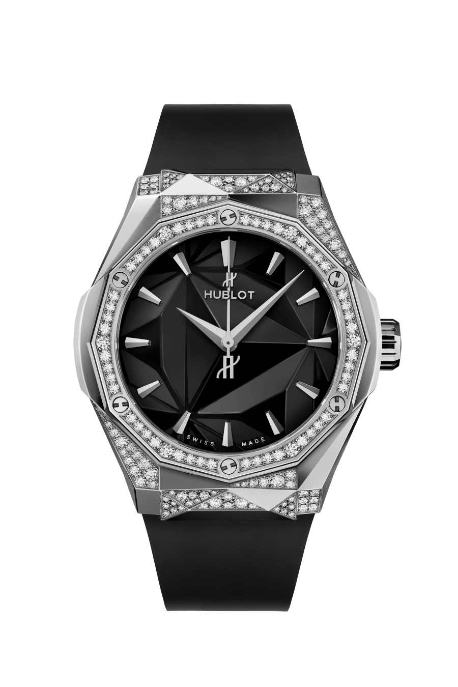 Hublot Classic Fusion Orlinski Titanium Alternative Pavé 40 mm Black Dial with Diamonds Polished Titanium Rubber Strap 550.NS.1800.RX.1804.ORL19