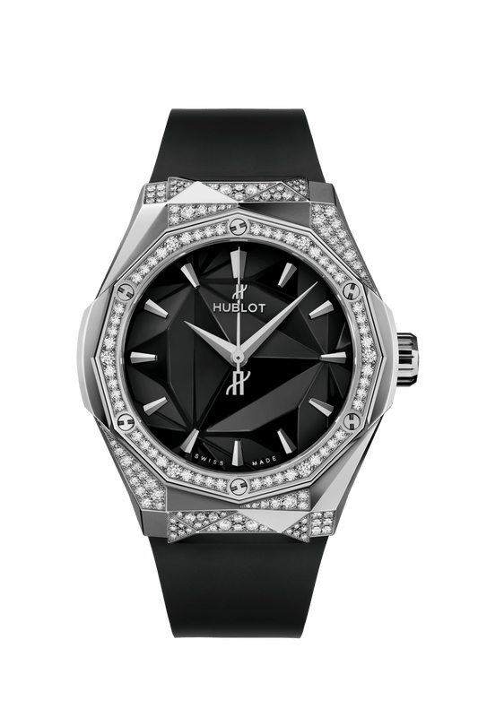 Hublot Classic Fusion Orlinski Titanium Alternative Pavé 40 mm Black Dial with Diamonds Polished Titanium Rubber Strap 550.NS.1800.RX.1804.ORL19