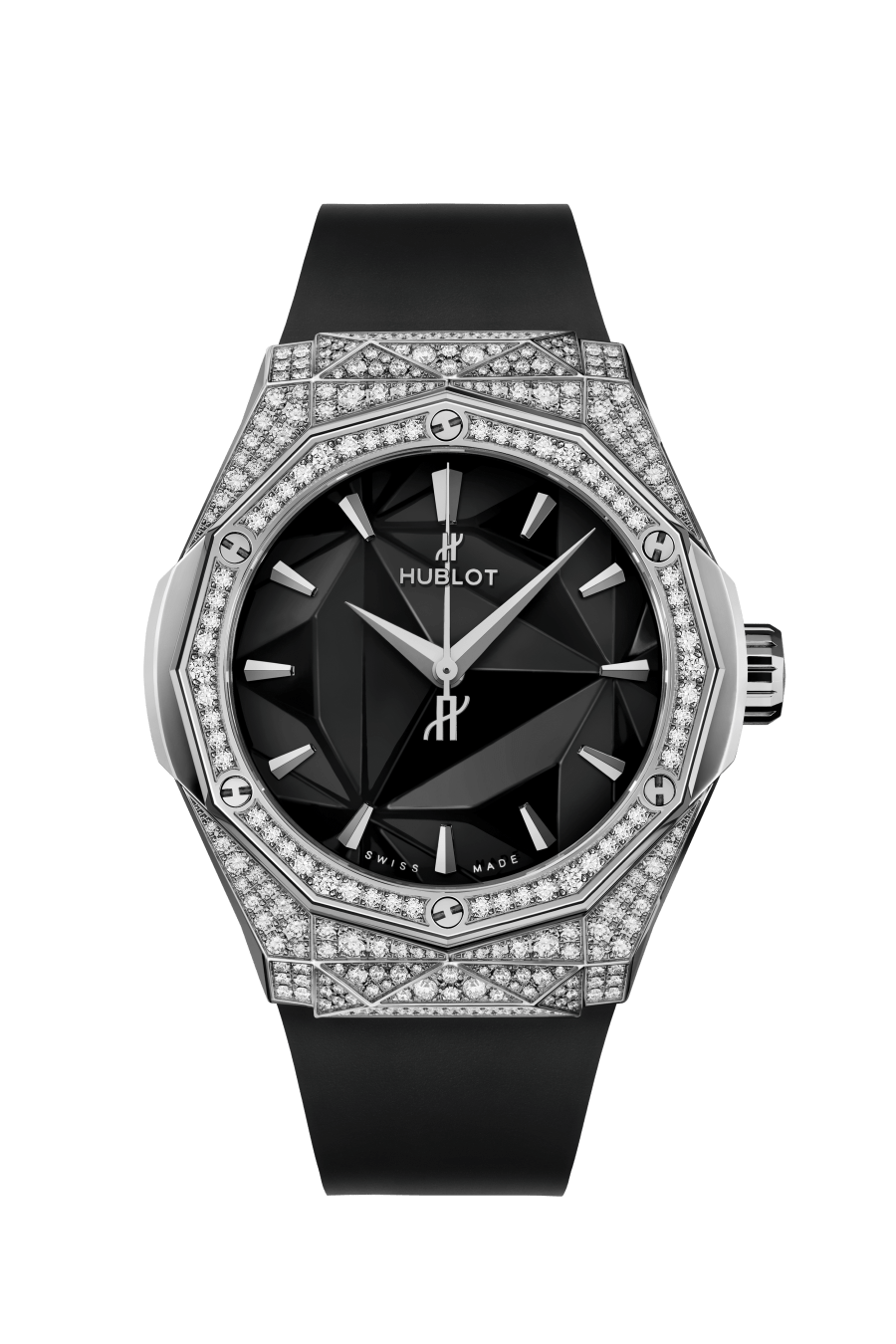 Hublot Classic Fusion Orlinski Titanium Pavé 40 mm Black Dial with Diamonds Polished Titanium Rubber Strap 550.NS.1800.RX.1604.ORL19