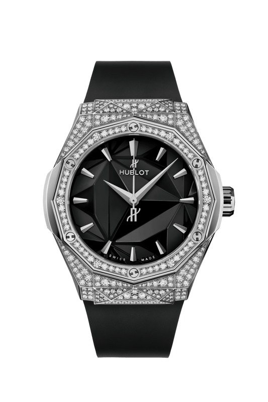 Hublot Classic Fusion Orlinski Titanium Pavé 40 mm Black Dial with Diamonds Polished Titanium Rubber Strap 550.NS.1800.RX.1604.ORL19