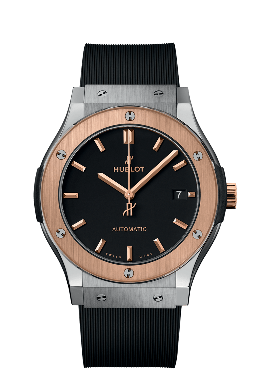 Hublot Classic Fusion Titanium King Gold 45 mm Black Dial Polished Titanium Rubber Strap 511.NO.1181.RX