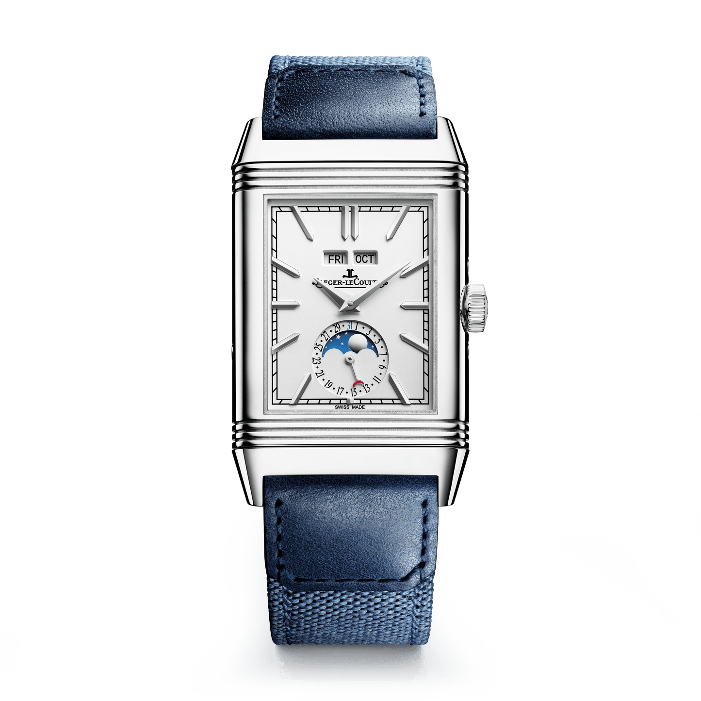 Jaeger-LeCoultre Reverso Tribute Duoface Calendar 49.4 x 29.9 mm Silvered Grey Dial Stainless Steel Calfskin Leather Strap Q3918420