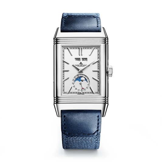 Jaeger-LeCoultre Reverso Tribute Duoface Calendar 49.4 x 29.9 mm Silvered Grey Dial Stainless Steel Calfskin Leather Strap Q3918420