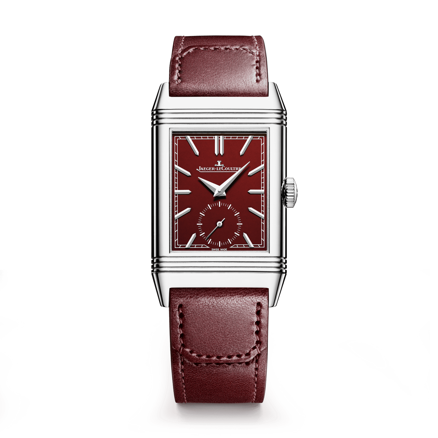 Jaeger-LeCoultre Reverso Tribute Monoface Small Seconds 45.6 x 27.4 mm Burgundy Dial Stainless Steel Calfskin Leather Strap Q397846J