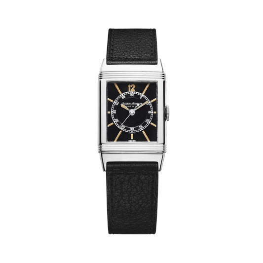 Jaeger-LeCoultre THE COLLECTIBLES Reverso Central Seconds 23 x 38 mm Black Dial Stainless Steel Calfskin Leather Strap QV020102