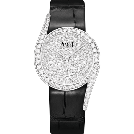 Piaget Limelight Gala watch 32 mm Diamond Paved Dial 18K White Gold Alligator Strap G0A48362