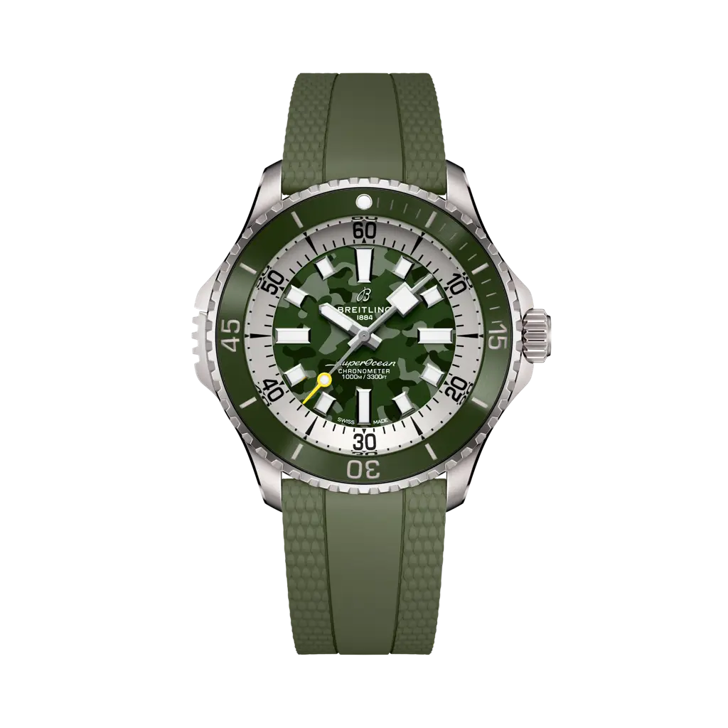 Breitling Superocean Automatic 46 Super Diver 46 mm Olive Green Dial Titanium Rubber Khaki green Strap E10379D31L1S1