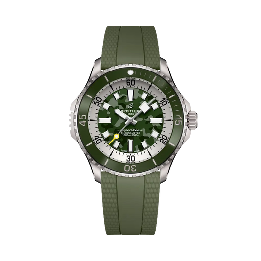 Breitling Superocean Automatic 46 Super Diver 46 mm Olive Green Dial Titanium Rubber Khaki green Strap E10379D31L1S1