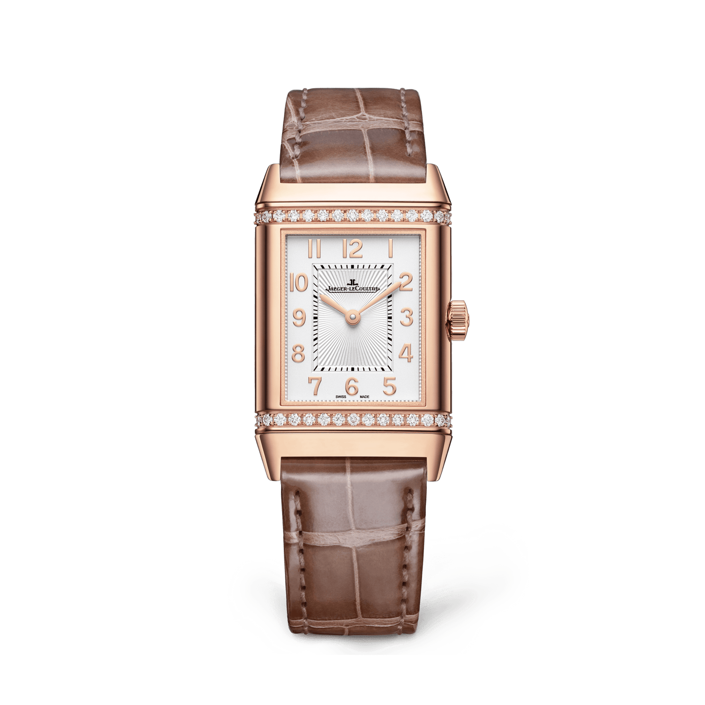 Jaeger-LeCoultre Reverso Classic Duetto 40 x 24.4 mm Silvered Grey Dial with Diamonds Pink Gold Alligator Leather Strap Q2572570