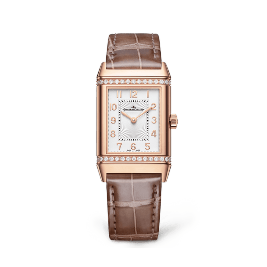 Jaeger-LeCoultre Reverso Classic Duetto 40 x 24.4 mm Silvered Grey Dial with Diamonds Pink Gold Alligator Leather Strap Q2572570