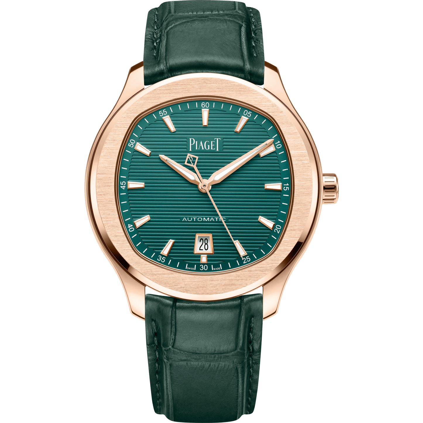 Piaget Piaget Polo Date watch 42 mm Green Dial 18k Rose Gold Alligator Strap G0A47010