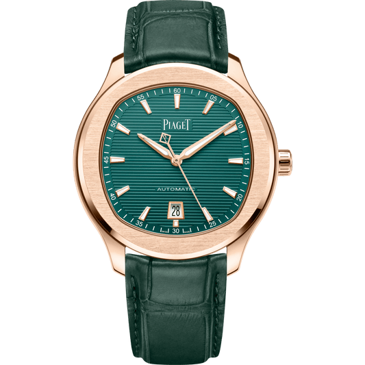 Piaget Piaget Polo Date watch 42 mm Green Dial 18k Rose Gold Alligator Strap G0A47010