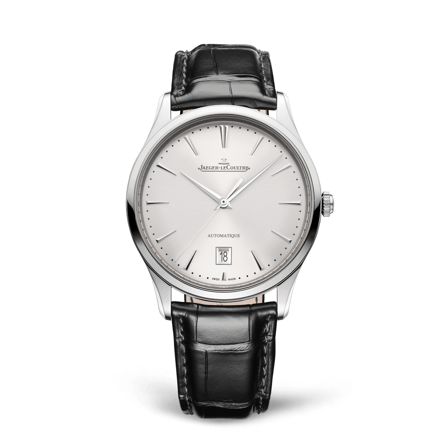 Jaeger-LeCoultre Master Ultra Thin Date 39 mm Silvered Grey Dial Stainless Steel Alligator Leather Strap Q1238420