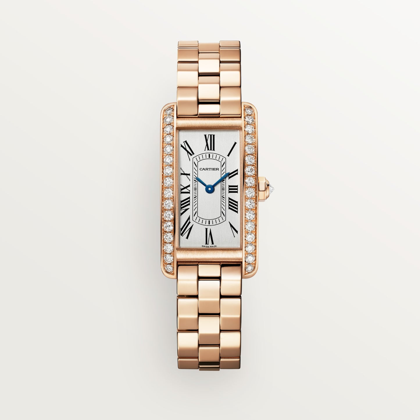 Cartier Tank Américaine Small 18k Rose Gold Silver Dial Bracelet WJTA0044