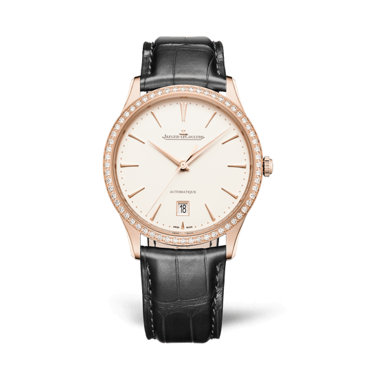 Jaeger-LeCoultre Master Ultra Thin Date 39 mm Beige Dial with Diamonds Pink Gold Alligator Leather Strap Q1232502