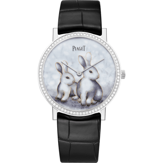 Piaget Altiplano Zodiac watch 38 mm Grey Dial with Diamonds 18K White Gold Alligator Strap G0A47540