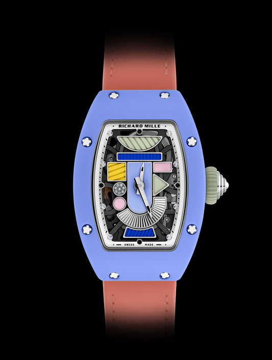 Richard Mille RM 07-01 Automatic Winding Coloured Ceramics 30 mm Black  Dial Blue Rubber Strap  rm-07-01