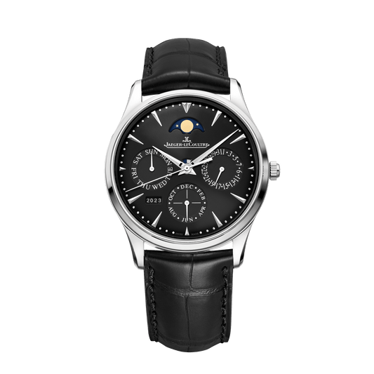 Jaeger-LeCoultre Master Ultra Thin Perpetual Calendar 39 mm Black Dial Stainless Steel Alligator Leather Strap Q1308470