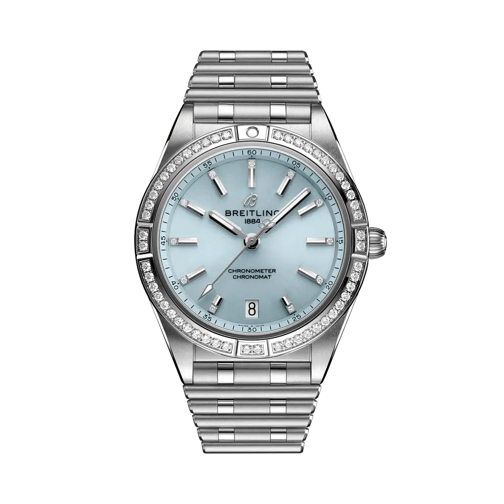 Breitling Chronomat Automatic 36 36 mm Ice-Blue Dial Stainless Steel & 18K White Gold Bracelet G10380591C1G1