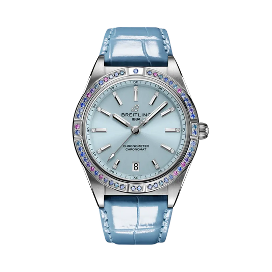 Breitling Chronomat Automatic 36 South Sea 36 mm Ice-Blue Dial Stainless Steel & 18K White Gold Alligator Leather Strap G10380611C1P1