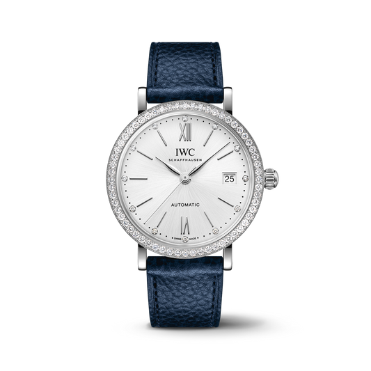 IWC Schaffhausen Portofino Automatic 37 mm Silver  Dial Stainless Steel Blue Calfskin Strap  IW658601